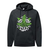 Worlds Dopest Dad Cannabis Leaf Weed Father Gift Performance Fleece Hoodie