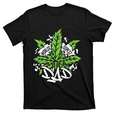 Worlds Dopest Dad Cannabis Leaf Weed Father Gift T-Shirt