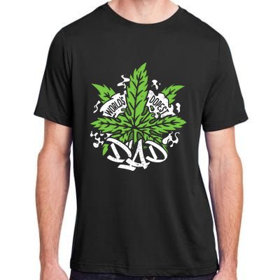 Worlds Dopest Dad Cannabis Leaf Weed Father Gift Adult ChromaSoft Performance T-Shirt