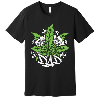 Worlds Dopest Dad Cannabis Leaf Weed Father Gift Premium T-Shirt