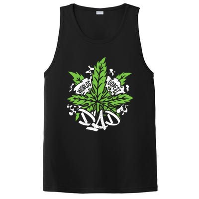 Worlds Dopest Dad Cannabis Leaf Weed Father Gift PosiCharge Competitor Tank