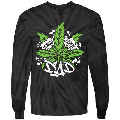 Worlds Dopest Dad Cannabis Leaf Weed Father Gift Tie-Dye Long Sleeve Shirt