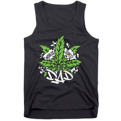 Worlds Dopest Dad Cannabis Leaf Weed Father Gift Tank Top