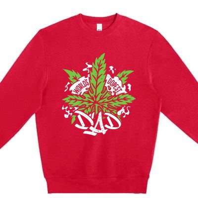 Worlds Dopest Dad Cannabis Leaf Weed Father Gift Premium Crewneck Sweatshirt