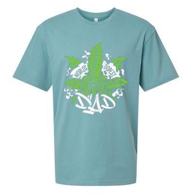 Worlds Dopest Dad Cannabis Leaf Weed Father Gift Sueded Cloud Jersey T-Shirt