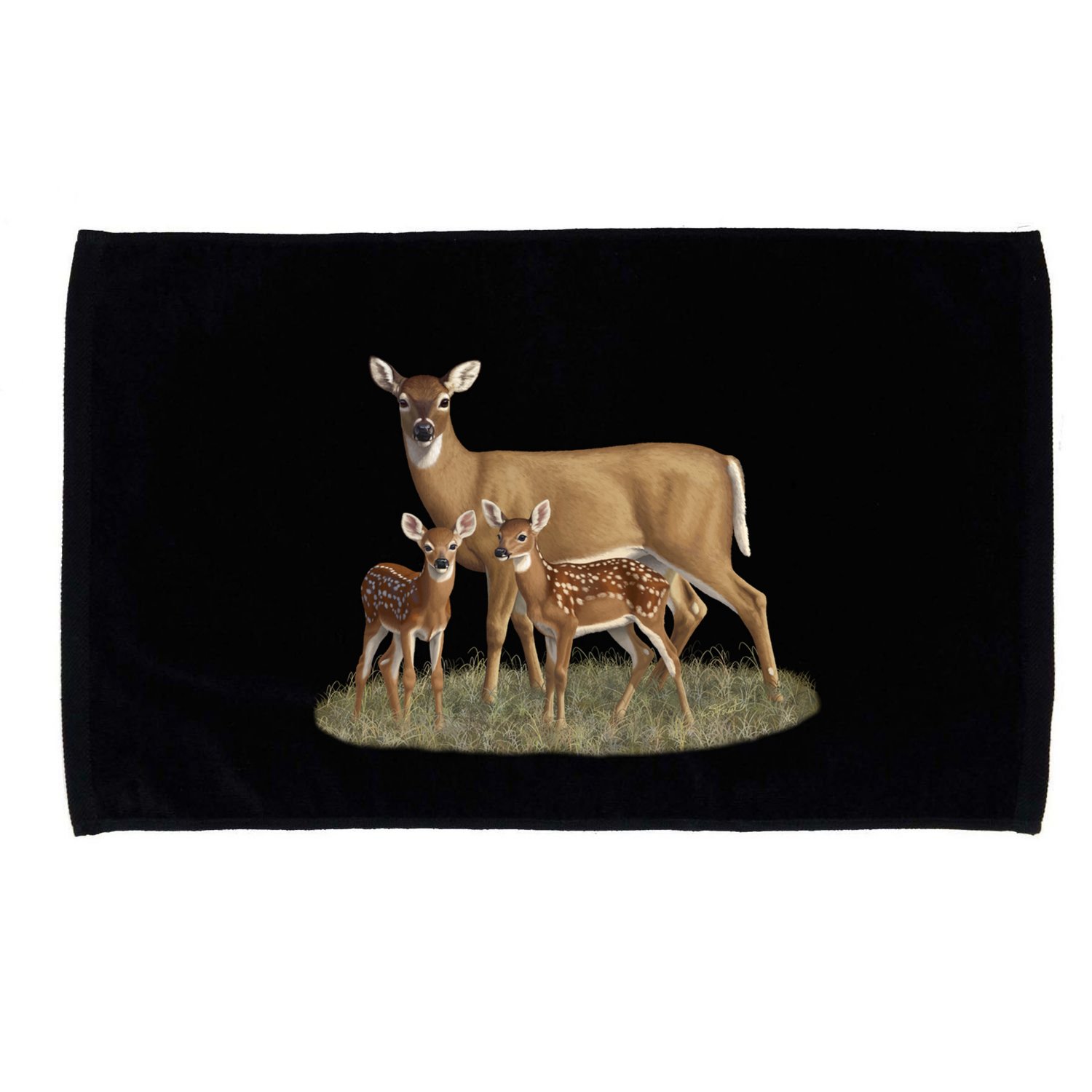 Whitetail Deer Doe And Cute Twin Fawns Wildlife Art Meaningful Gift Microfiber Hand Towel