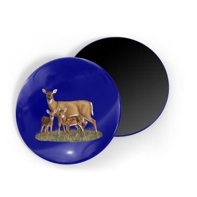 Whitetail Deer Doe And Cute Twin Fawns Wildlife Art Meaningful Gift Magnet