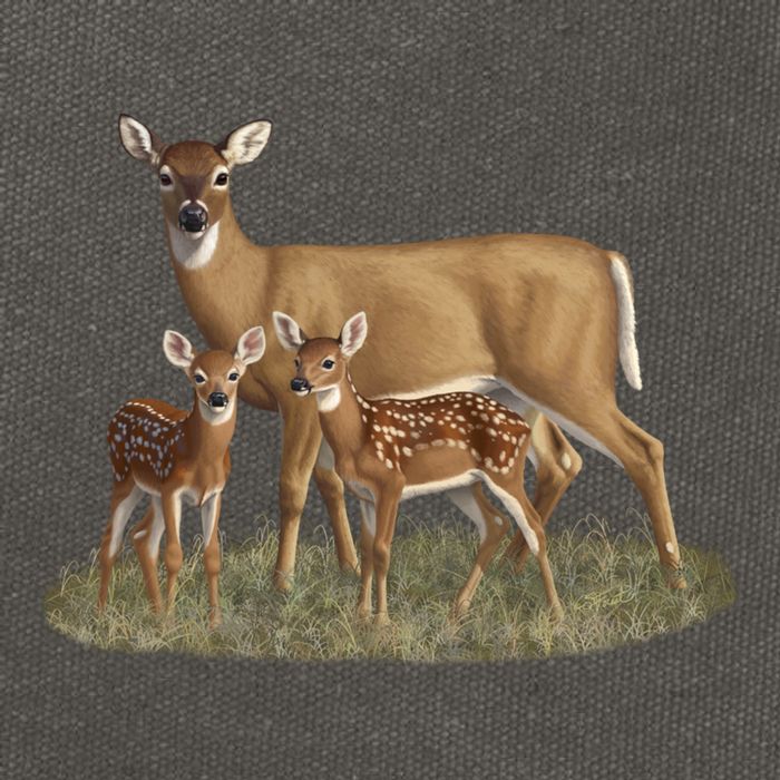 Whitetail Deer Doe And Cute Twin Fawns Wildlife Art Meaningful Gift Cotton Canvas Backpack