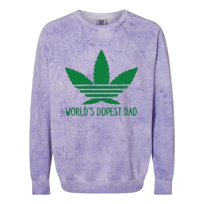 Weed World's Dope Dad Funny Weed Cannabis Leaf Father's Day Gift Colorblast Crewneck Sweatshirt