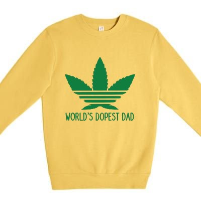 Weed World's Dope Dad Funny Weed Cannabis Leaf Father's Day Gift Premium Crewneck Sweatshirt