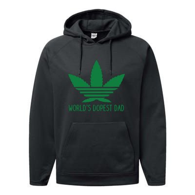 Weed World's Dope Dad Funny Weed Cannabis Leaf Father's Day Gift Performance Fleece Hoodie