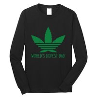 Weed World's Dope Dad Funny Weed Cannabis Leaf Father's Day Gift Long Sleeve Shirt