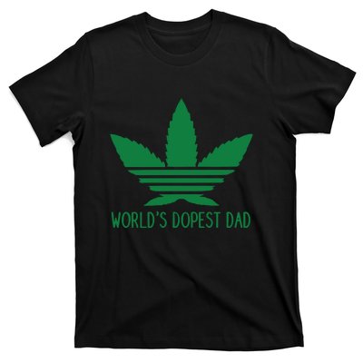 Weed World's Dope Dad Funny Weed Cannabis Leaf Father's Day Gift T-Shirt