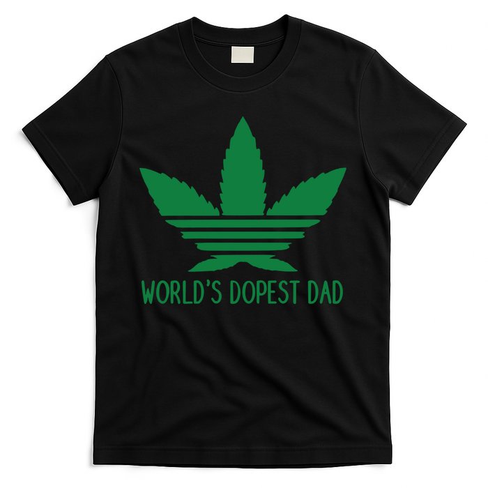 Weed World's Dope Dad Funny Weed Cannabis Leaf Father's Day Gift T-Shirt