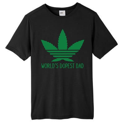 Weed World's Dope Dad Funny Weed Cannabis Leaf Father's Day Gift Tall Fusion ChromaSoft Performance T-Shirt