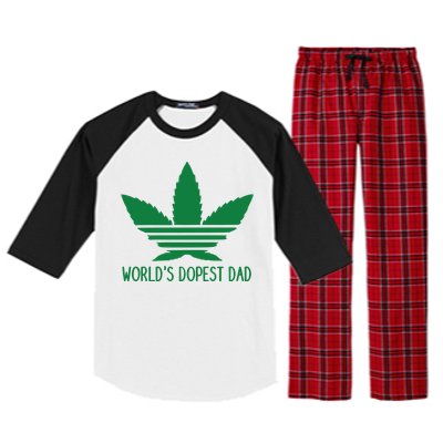 Weed World's Dope Dad Funny Weed Cannabis Leaf Father's Day Gift Raglan Sleeve Pajama Set