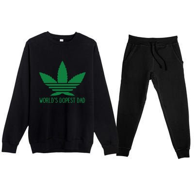 Weed World's Dope Dad Funny Weed Cannabis Leaf Father's Day Gift Premium Crewneck Sweatsuit Set