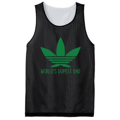 Weed World's Dope Dad Funny Weed Cannabis Leaf Father's Day Gift Mesh Reversible Basketball Jersey Tank