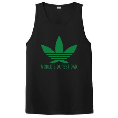 Weed World's Dope Dad Funny Weed Cannabis Leaf Father's Day Gift PosiCharge Competitor Tank