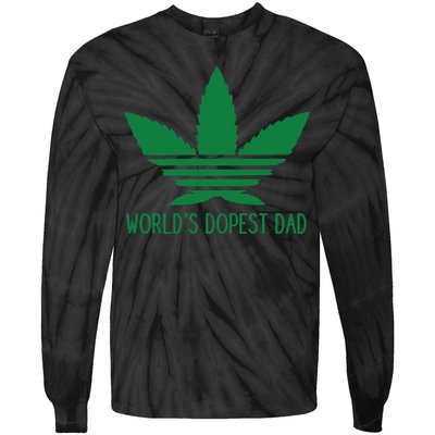 Weed World's Dope Dad Funny Weed Cannabis Leaf Father's Day Gift Tie-Dye Long Sleeve Shirt