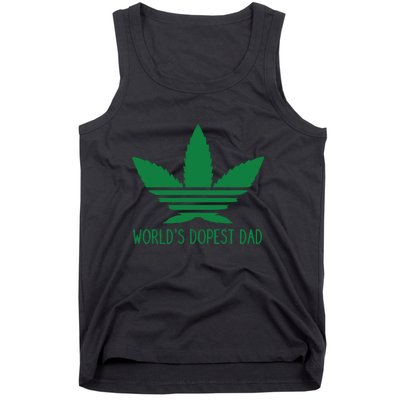 Weed World's Dope Dad Funny Weed Cannabis Leaf Father's Day Gift Tank Top