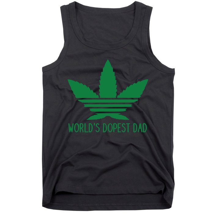 Weed World's Dope Dad Funny Weed Cannabis Leaf Father's Day Gift Tank Top