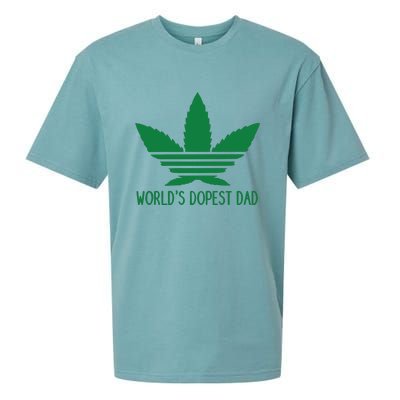 Weed World's Dope Dad Funny Weed Cannabis Leaf Father's Day Gift Sueded Cloud Jersey T-Shirt