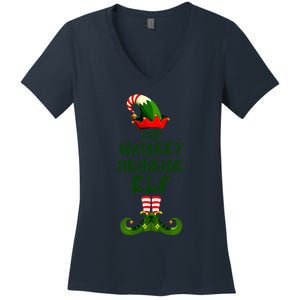 Whiskey Drinking Elf Matching Family Whiskey Christmas Women's V-Neck T-Shirt