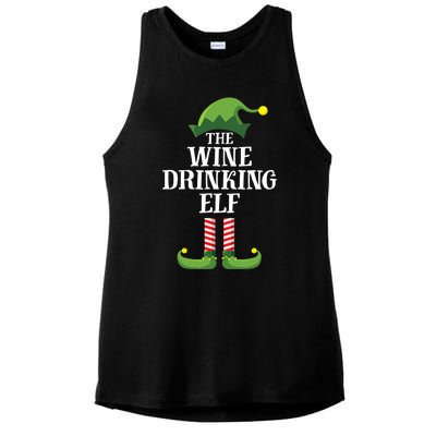 Wine Drinking Elf Matching Family Group Christmas Ladies PosiCharge Tri-Blend Wicking Tank