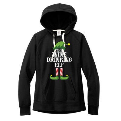 Wine Drinking Elf Matching Family Group Christmas Women's Fleece Hoodie