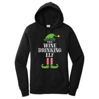 Wine Drinking Elf Matching Family Group Christmas Women's Pullover Hoodie