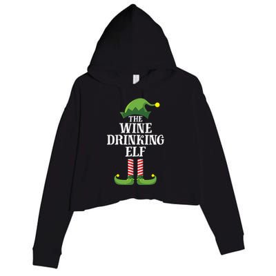 Wine Drinking Elf Matching Family Group Christmas Crop Fleece Hoodie