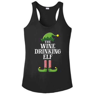 Wine Drinking Elf Matching Family Group Christmas Ladies PosiCharge Competitor Racerback Tank