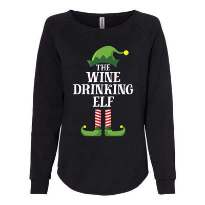 Wine Drinking Elf Matching Family Group Christmas Womens California Wash Sweatshirt