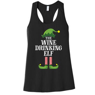 Wine Drinking Elf Matching Family Group Christmas Women's Racerback Tank