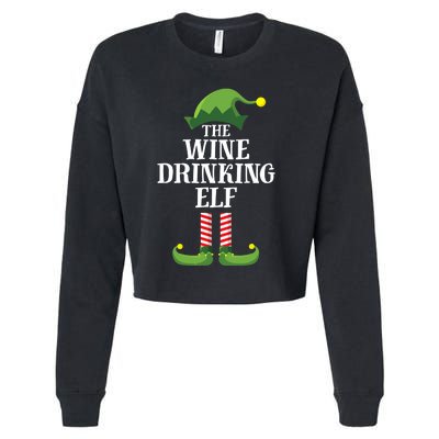 Wine Drinking Elf Matching Family Group Christmas Cropped Pullover Crew