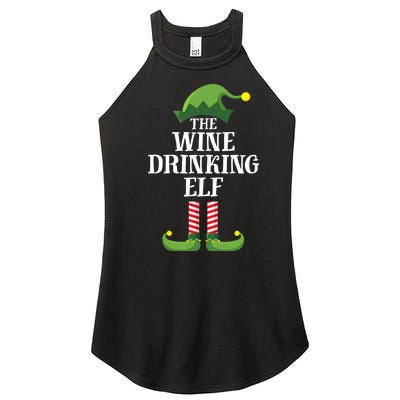 Wine Drinking Elf Matching Family Group Christmas Women's Perfect Tri Rocker Tank