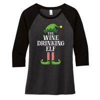 Wine Drinking Elf Matching Family Group Christmas Women's Tri-Blend 3/4-Sleeve Raglan Shirt