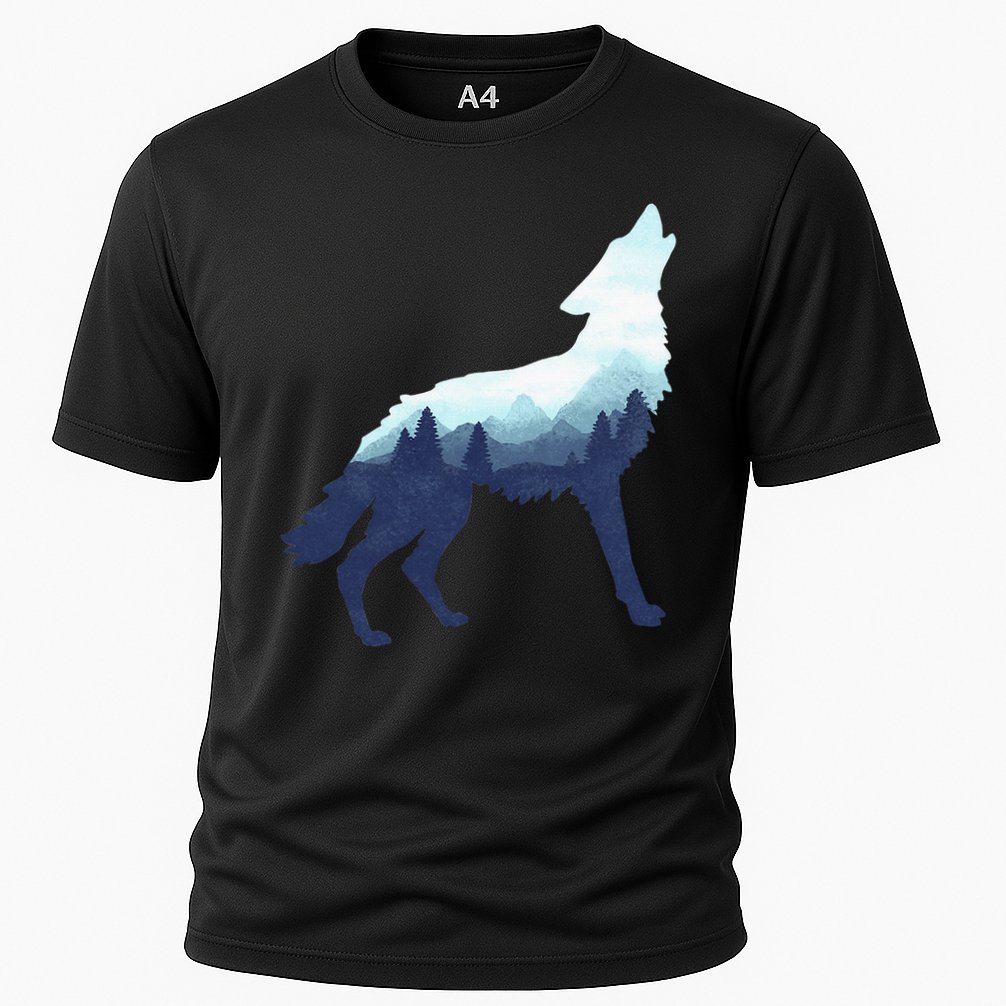 Wolf Double Exposure Surreal Wildlife Animal Wolves Gifts Cooling Performance Crew T-Shirt