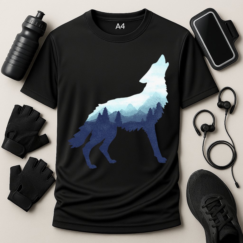 Wolf Double Exposure Surreal Wildlife Animal Wolves Gifts Cooling Performance Crew T-Shirt