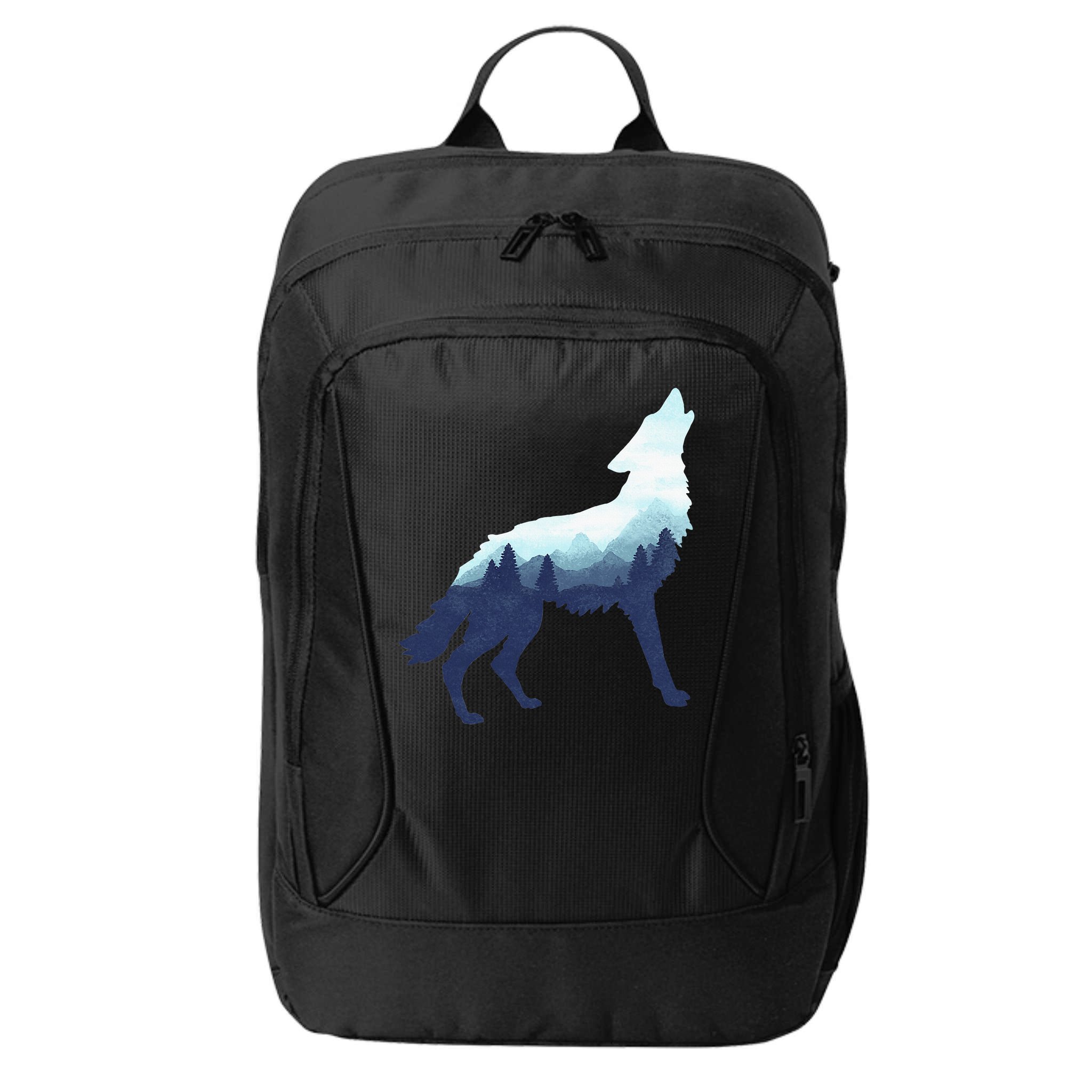 Wolf Double Exposure Surreal Wildlife Animal Wolves Gifts City Backpack