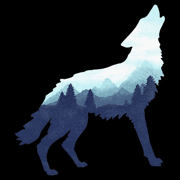 Wolf Double Exposure Surreal Wildlife Animal Wolves Gifts 16 in Basic Backpack