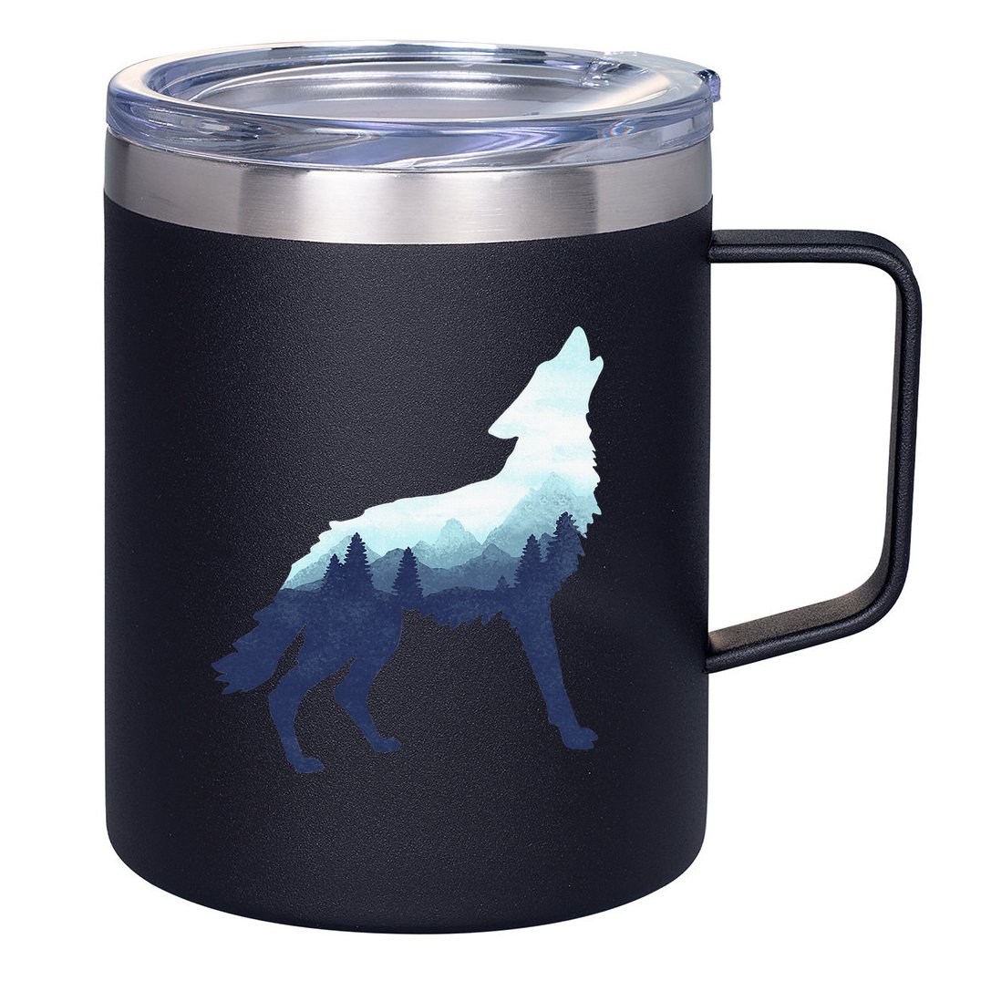 Wolf Double Exposure Surreal Wildlife Animal Wolves Gifts 12oz Stainless Steel Coffee Mug