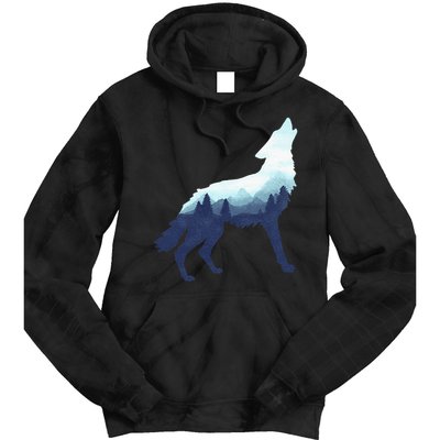 Wolf Double Exposure Surreal Wildlife Animal Wolves Gifts Tie Dye Hoodie