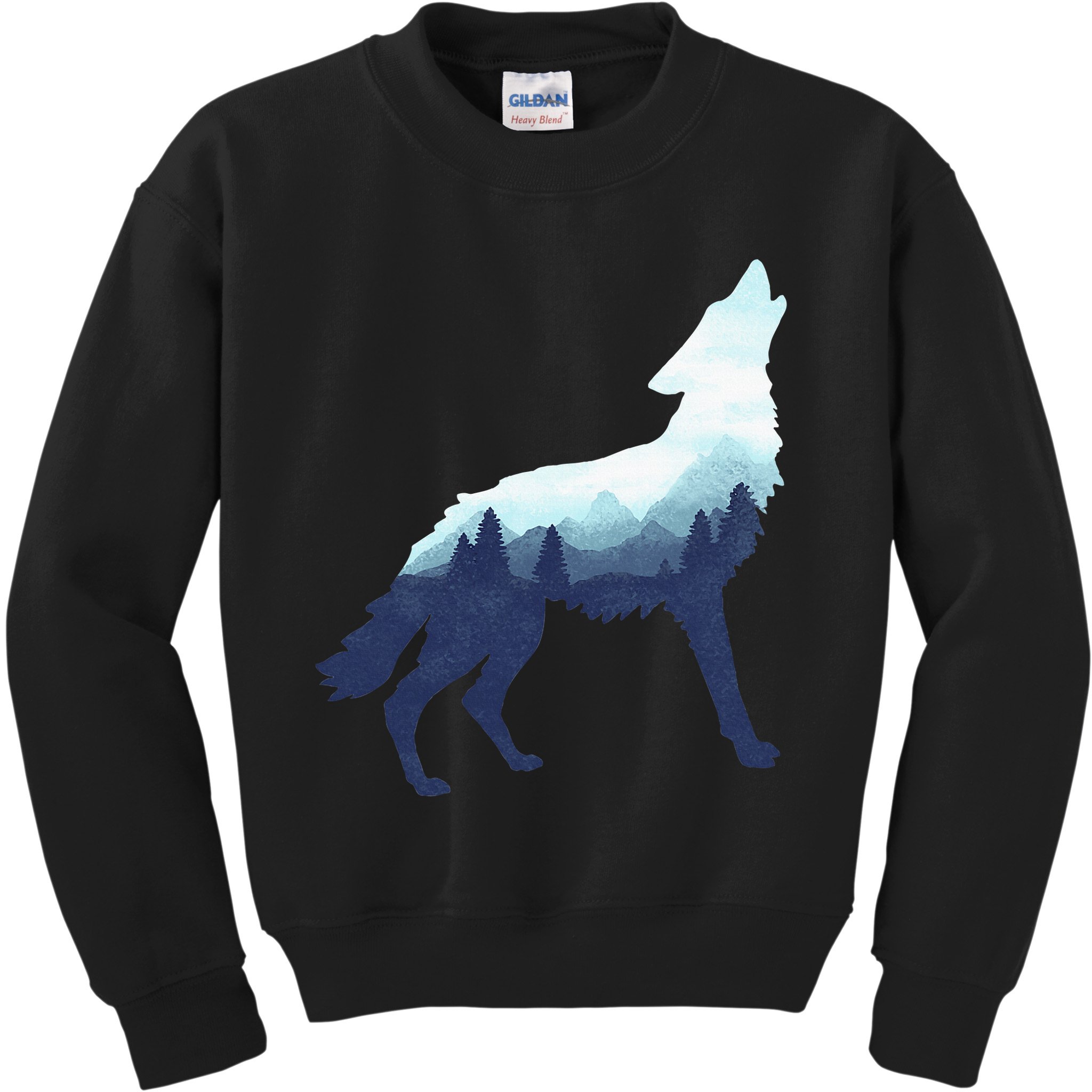 Wolf Double Exposure Surreal Wildlife Animal Wolves Gifts Kids Sweatshirt