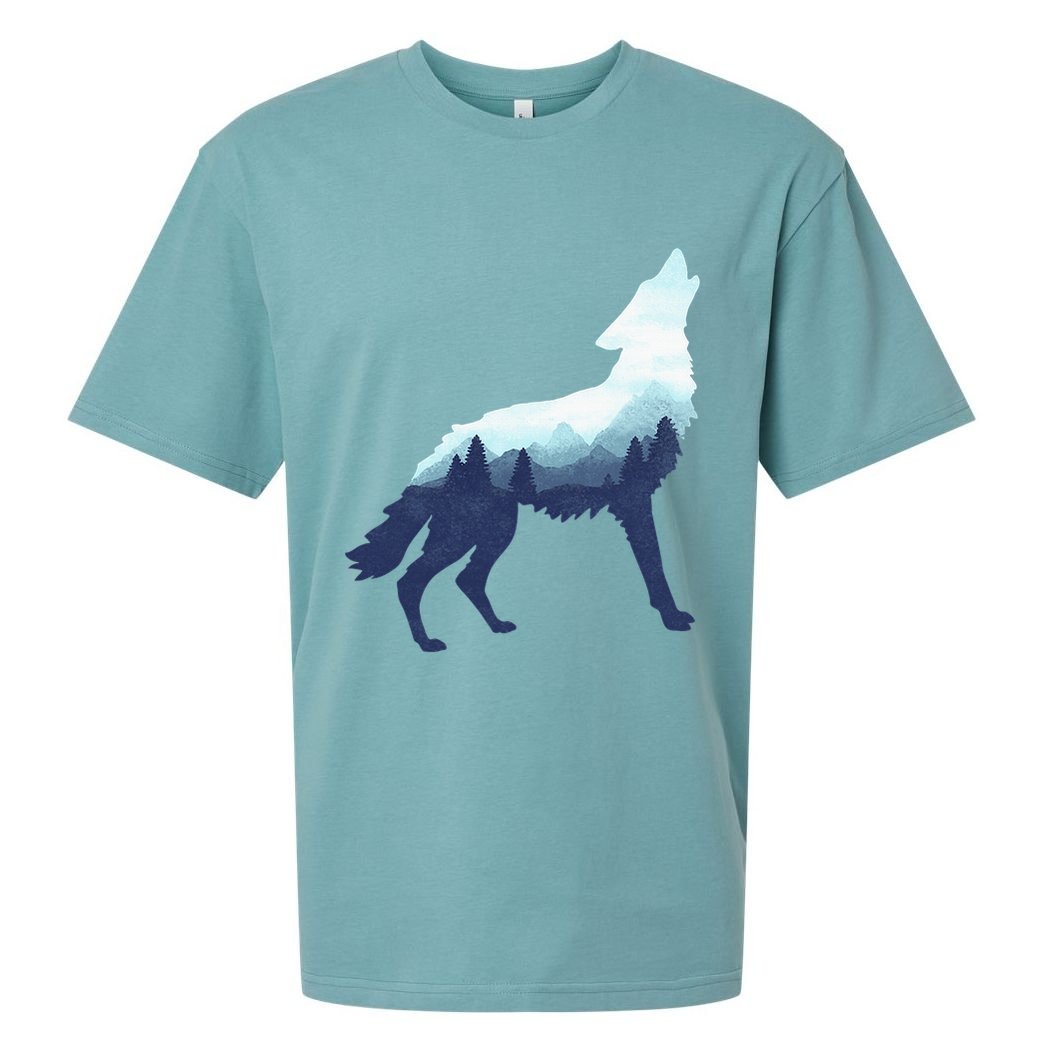 Wolf Double Exposure Surreal Wildlife Animal Wolves Gifts Sueded Cloud Jersey T-Shirt