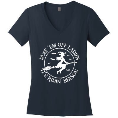 Womens Dust 'Em Off Ladies It's Ridin' Season Women's V-Neck T-Shirt