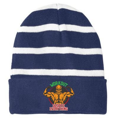 Workout Despite Everything Striped Beanie with Solid Band