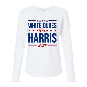 White Dudes For Harris 2024 Womens Cotton Relaxed Long Sleeve T-Shirt