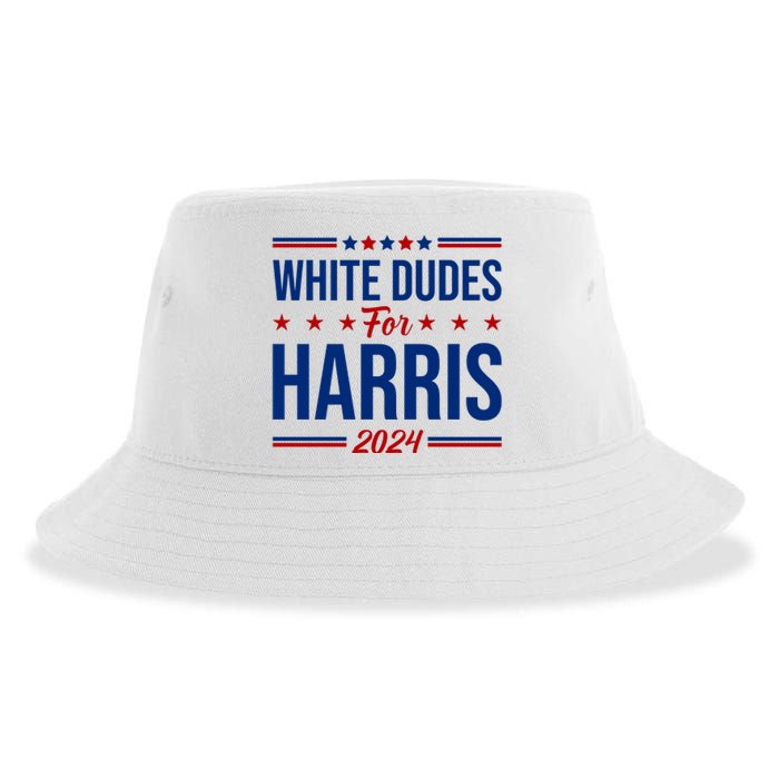 White Dudes For Harris 2024 Sustainable Bucket Hat